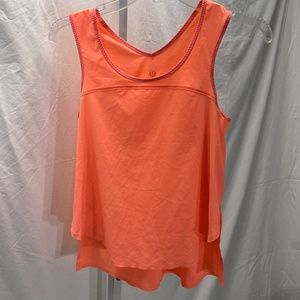 LULULEMON womens tank top orange coral Run Split singlet loose fit lightweight